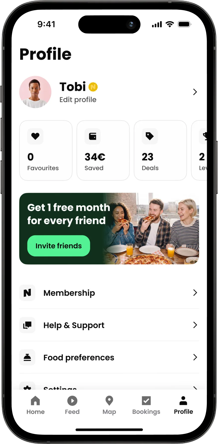 Profile screen with badge