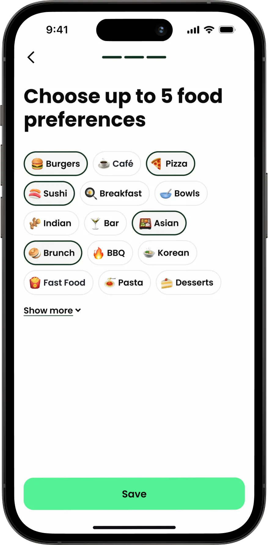 Food preferences step 3
